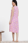 Zivame Joyful Jingles Knit Cotton Knee Length Nightdress - Orchid Smoke — thumbnail 4